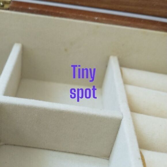 Vintage Jewelry Box Etched Glass Top Wood Tab Velvet Lined 80s 90s Hinge Dresser - Picture 4 of 16